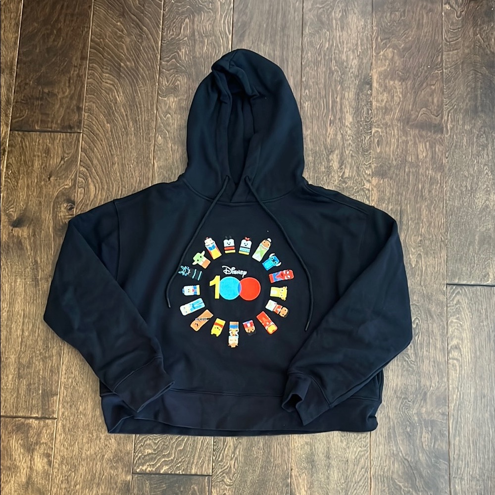 Disney 100 Cropped Black Hoodie